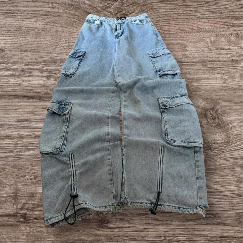 26x30 Blue Baggy Wide Leg Skater Cargo Jeans Y2K Grunge Vintage